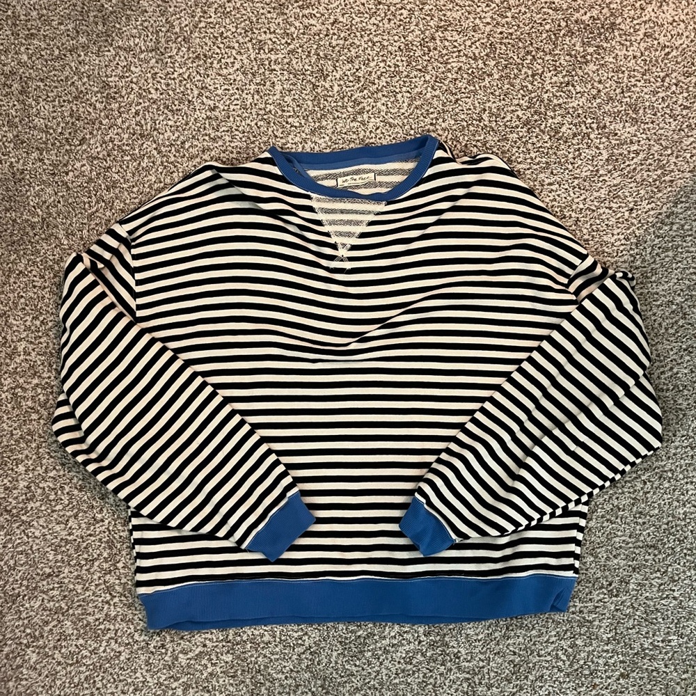 Free People Striped Sweatshirt - Black and Blue